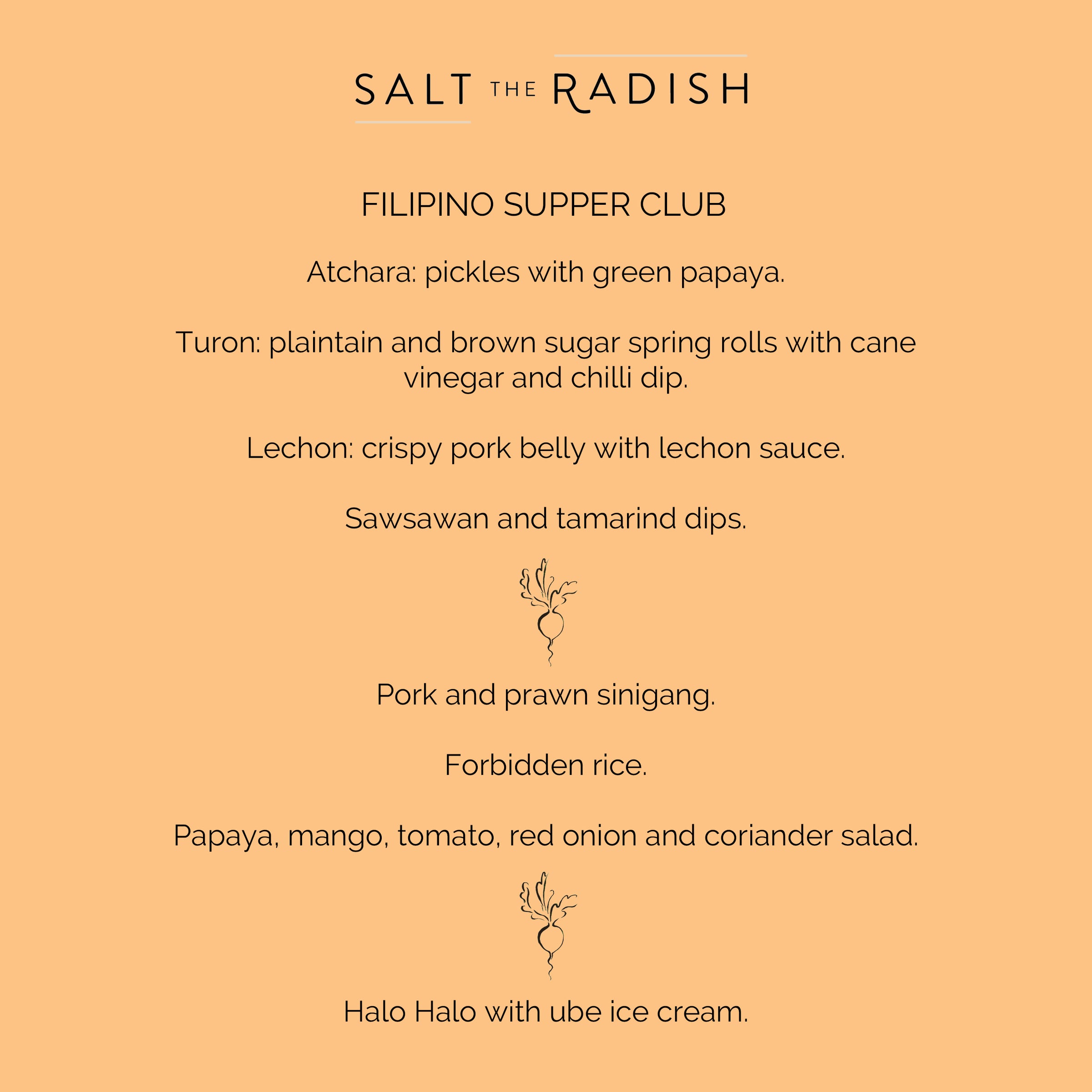 Filipino Supper Club: 23rd March and 20th April