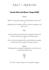 County Club Lunch: Friday 1st August 2025
