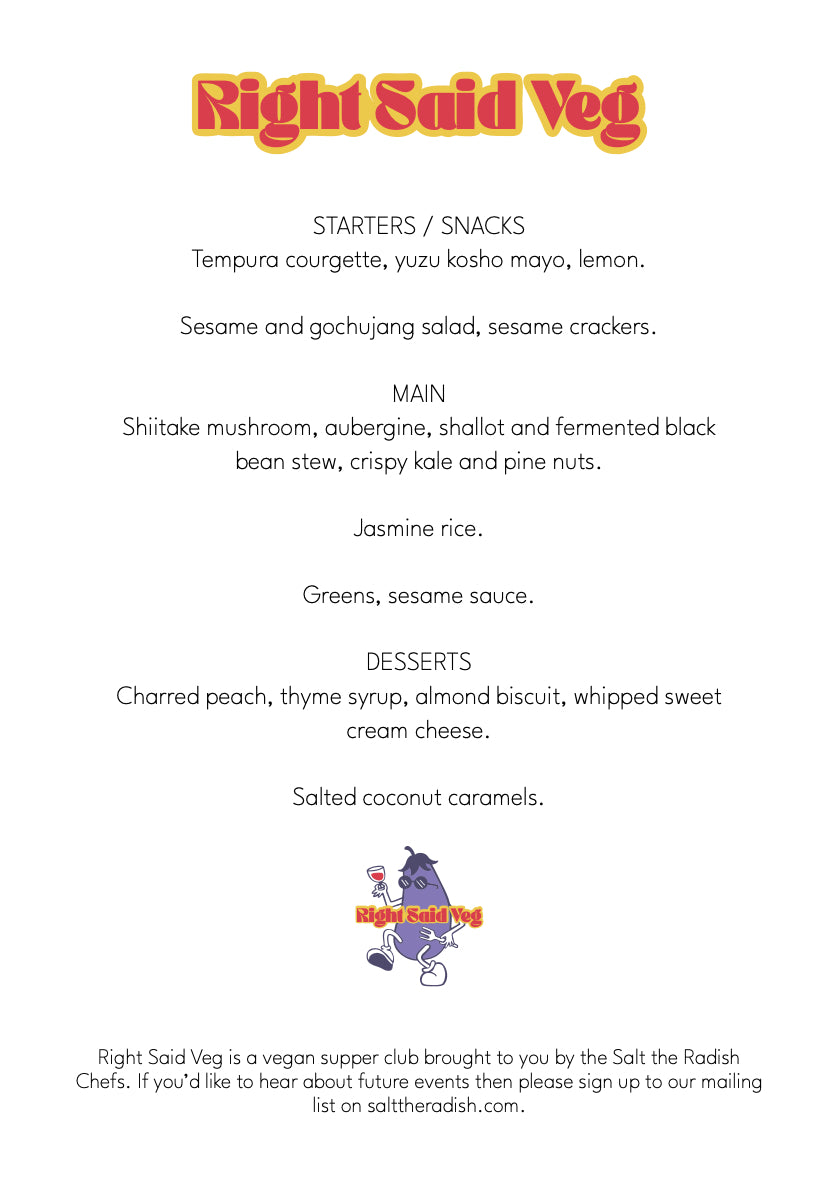 Right Said Veg: Vegan Supper Club - Thursday 28th August 2025