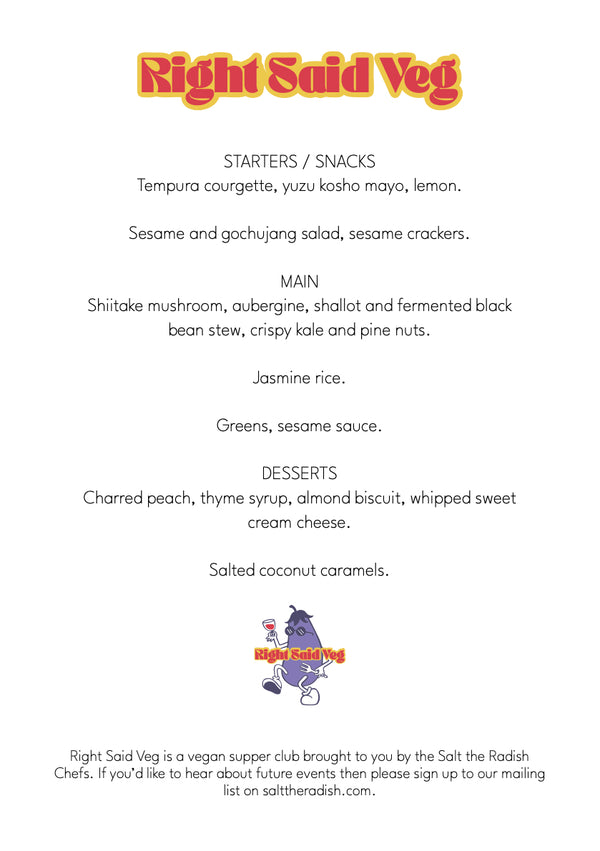 Right Said Veg: Vegan Supper Club - Thursday 28th August 2025