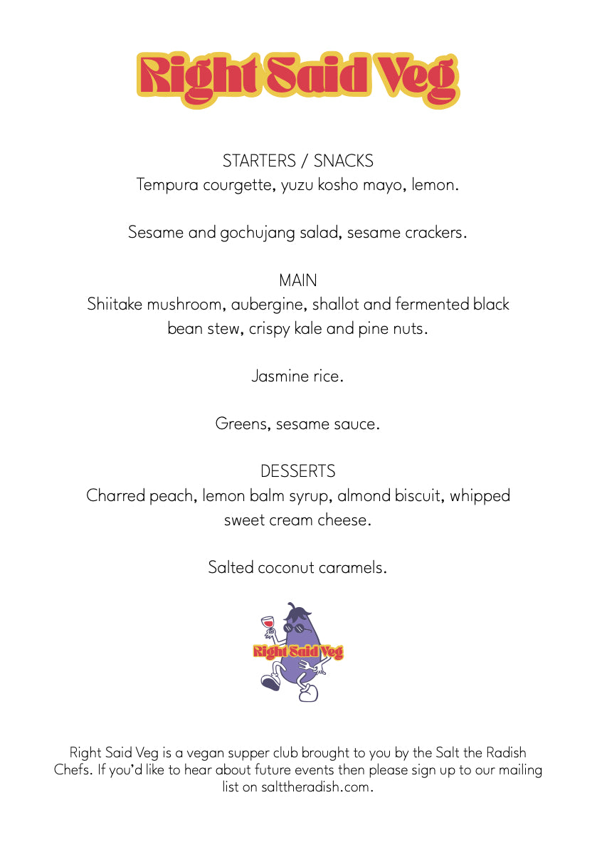 Right Said Veg: Vegan Supper Club - Thursday 28th August 2025